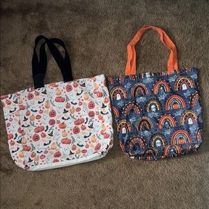 Halloween Pumpkin & Rainbow Tote Bag Set — Orange Accent